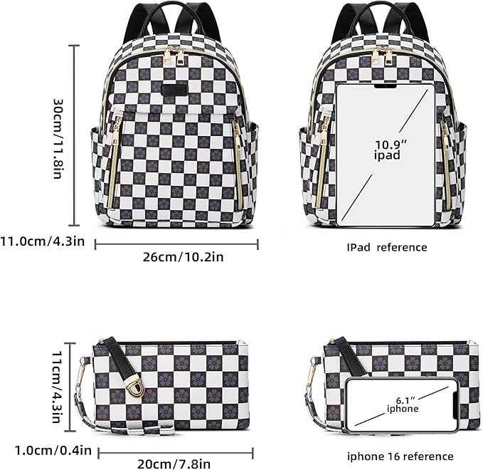 Makes Mini Backpack for Women, Stylish Daypack Purse Handbag Small Casual Daily Travel Bag, Lady Girls Gifts for Work School, 2pcs Sets