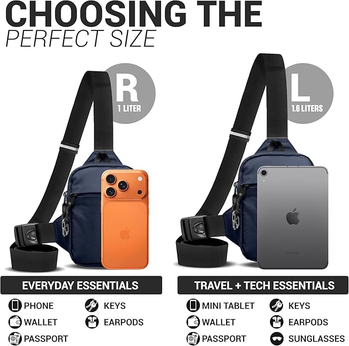 Travel Sling Bag for Men & Women - Water Resistant Crossbody Multipocket Chest Bag with Anti-Theft & RFID