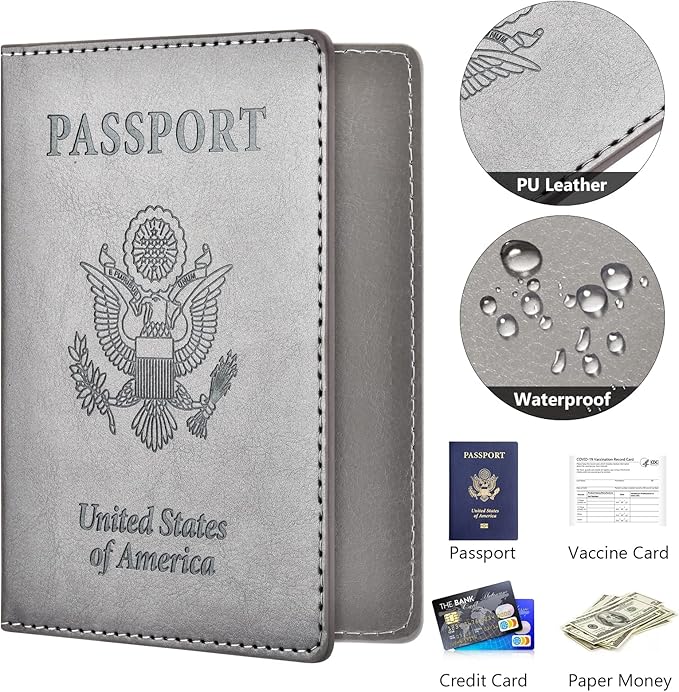 Eoehro Passport Holder for Travel Essentials-2Pack, Passport Wallet Cover Case for Travel Must Haves Accessories,Passport Book Holders for Women and Men