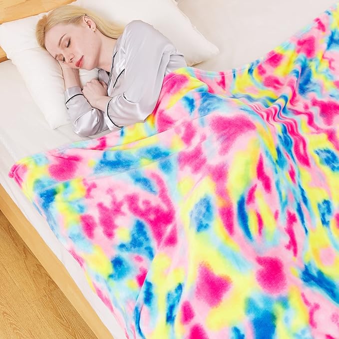 Flannel Colorful Blanket King Size for All Season - Premium Lightweight Anti-Static Super Soft Cozy Plush Rainbow Throw, Lightweight Microfiber Winter Warm Blanket 90" x 108"(Rainbow King)