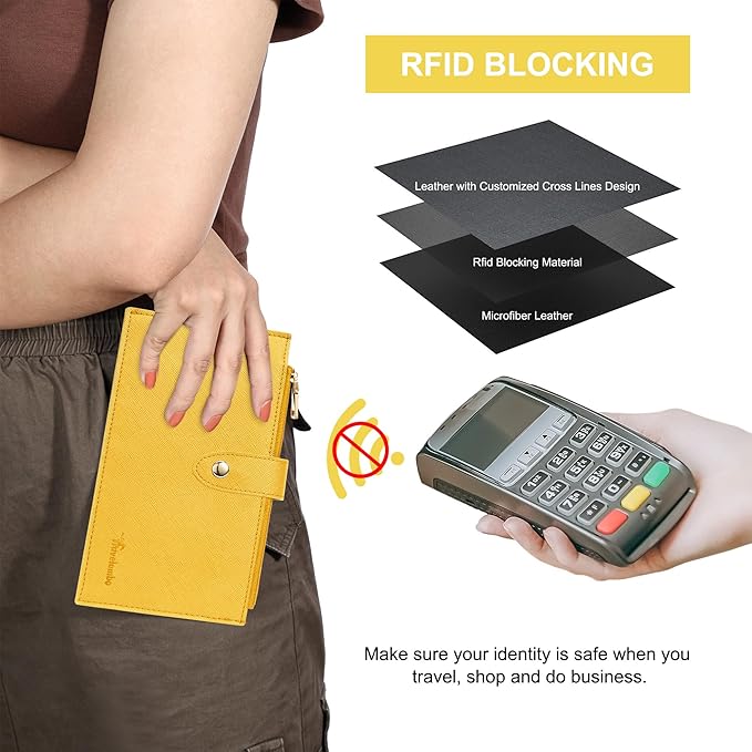 Travelambo RFID Wallet Women Large Size Bifold Multi Card Wallet Case with Zipper Pocke Credit Card Holder for Women