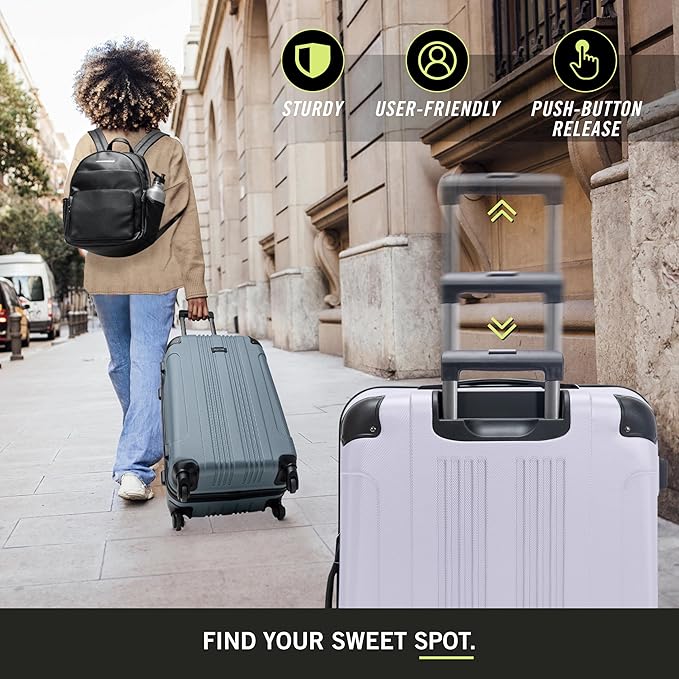Kenneth Cole REACTION Out of Bounds Lightweight Hardshell 4-Wheel Spinner Luggage, Lavender, 20-Inch Carry On