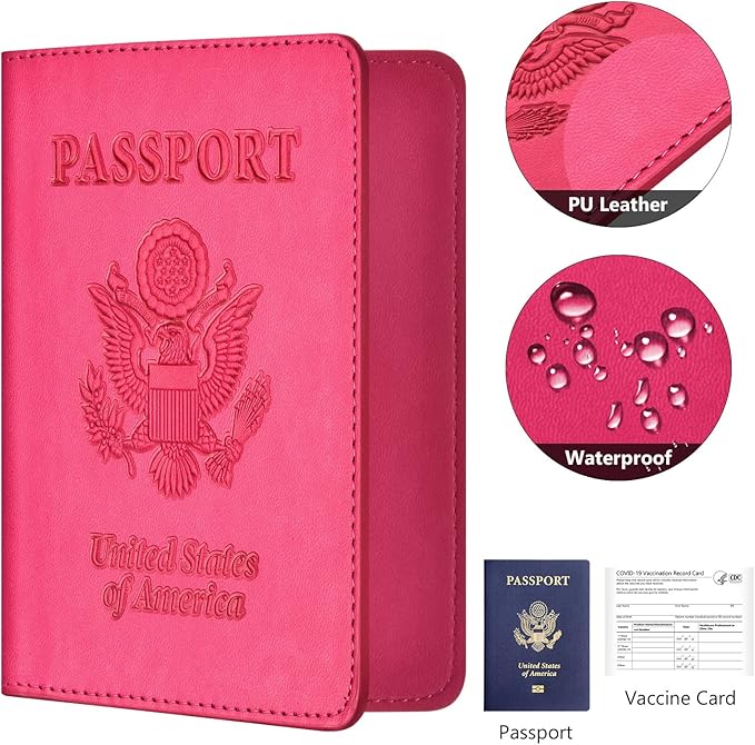 Eoehro Passport Holder for Travel Essentials-2Pack, Passport Wallet Cover Case for Travel Must Haves Accessories,Passport Book Holders for Women and Men