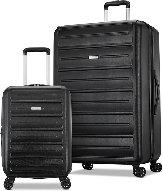 American Tourister Westridge Hardshell Luggage Set - 2 Piece Set - 20/28" Carry-On & Large Checked Luggage Set with Spinner Wheels - Expandable Hard Suitcases for Travel - Hard ABS Shell - Black