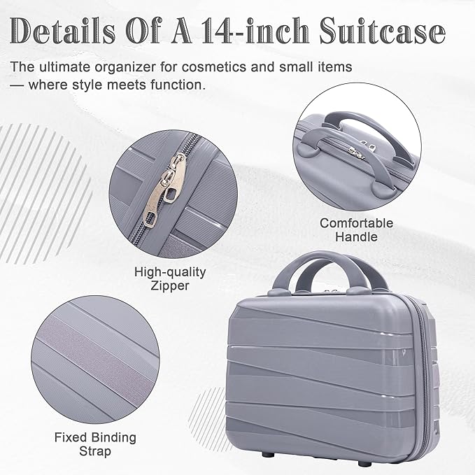 Hardside 4 Luggage Set, Lightweight Wave Suit Case with Spinner Wheels