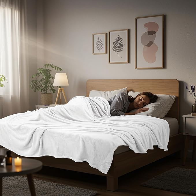 Utopia Bedding Fleece Blanket King Size White (90x102 Inches) Ultra Soft Warm Lightweight Microfiber Breathable Anti-Static Cozy Winter Bed Blanket, All-Season Home Decor Gift for Men & Women