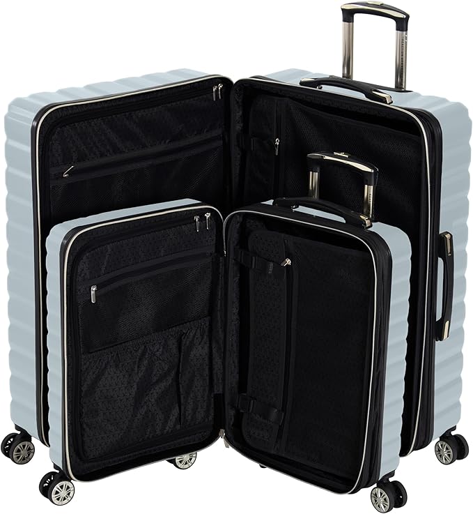 Kenneth Cole REACTION Madison Square Lightweight Hardside Chevron Expandable Spinner Luggage, Slate, 2-Piece Set (20" & 28")