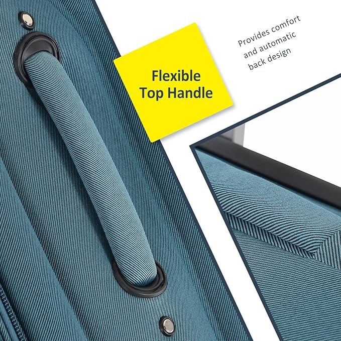 Softside Luggage Sets 3 Piece - 20" Carry-On, 24” & 28” Checked Luggage Set, Expandable Luggage Lightweight Suitcase with Spinner Wheels & TSA Lock for Family Extended Travel (Green)