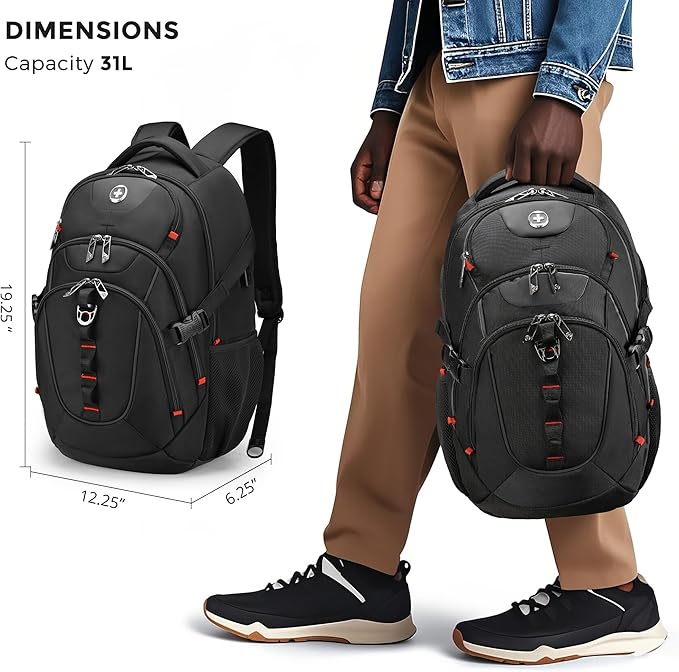 Swissdigital Design Travel Backpack for Men with Apple Find My, Laptop Backpack with USB Charging Port, RFID Protection, Add-A-Bag System - Travel Backpack for Men-Finder Color Random | SD803BT013-01