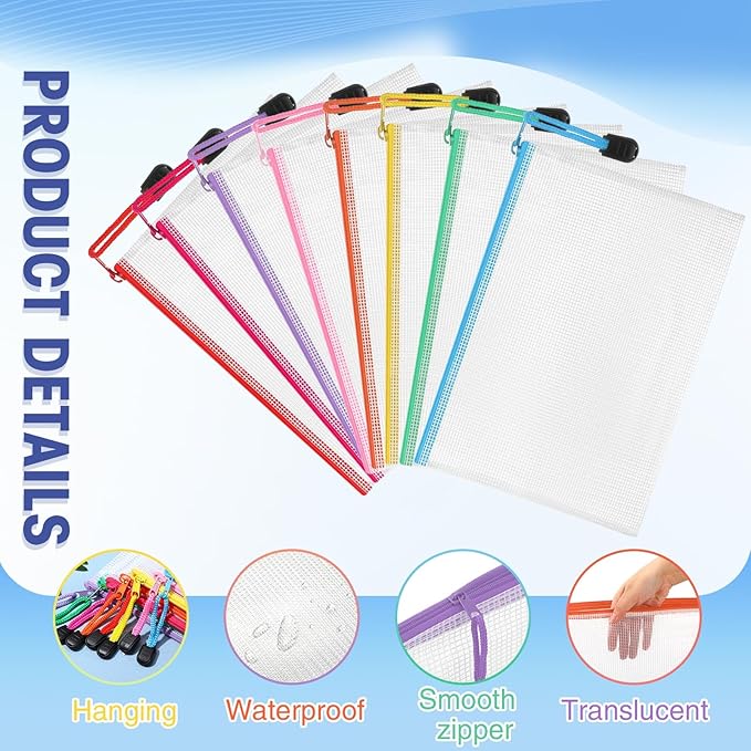 Jetec 32 Pcs Mesh Zipper Bags Toy Storage Bikini Organizer Bag Bolsas Para Guardar Trajes De Bano Waterproof Zipper Reusable Pouch Puzzle Multipurpose for Storage Office(Stylish Color,9 x 7 Inch)