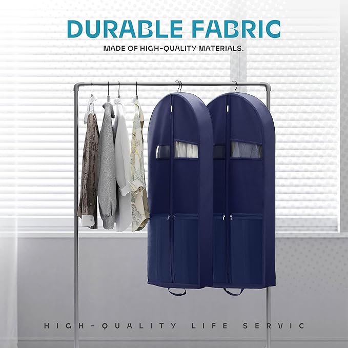 Travel Garment Bag with Zipper Pocket, Suit Bag for Suits, Dresses, Coats