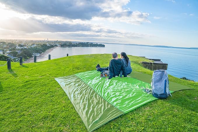 WEKAPO Beach Blanket Sandproof Waterproof, Extra Large Beach Mat, Oversized & Compact Sand Free, Quick Drying Beach Essentials for Vacation, Cruise, Picnic & Camping with Stakes