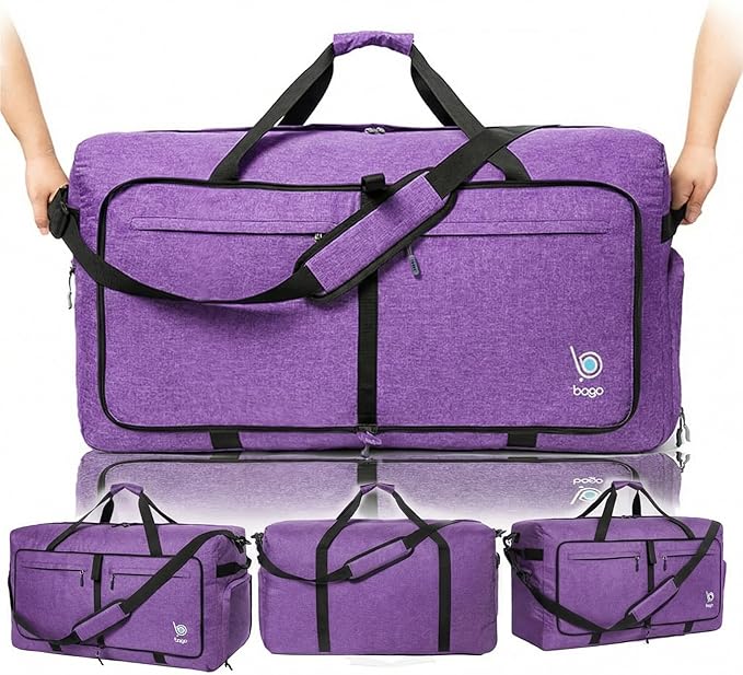 Bago Extra Large Duffle Bag for Travel Women & Men. Durable, Lightweight, Foldable Travel Duffel Bags For Traveling Women. 120L Duffle Bags Use As a Weekender Bag with Shoe Compartment, Checked Duffel