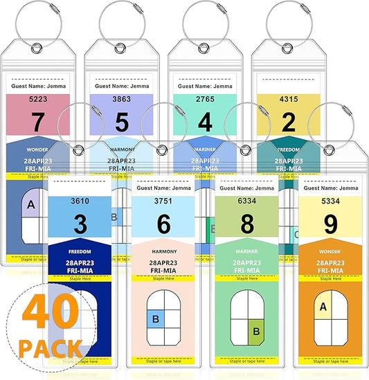 40 Pack Luggage Tags Travel Essentials & Cruise Essentials for NCL, Princess, Carnival, Royal Caribbean & Celebrity Cruise Ships by SEAVILIA