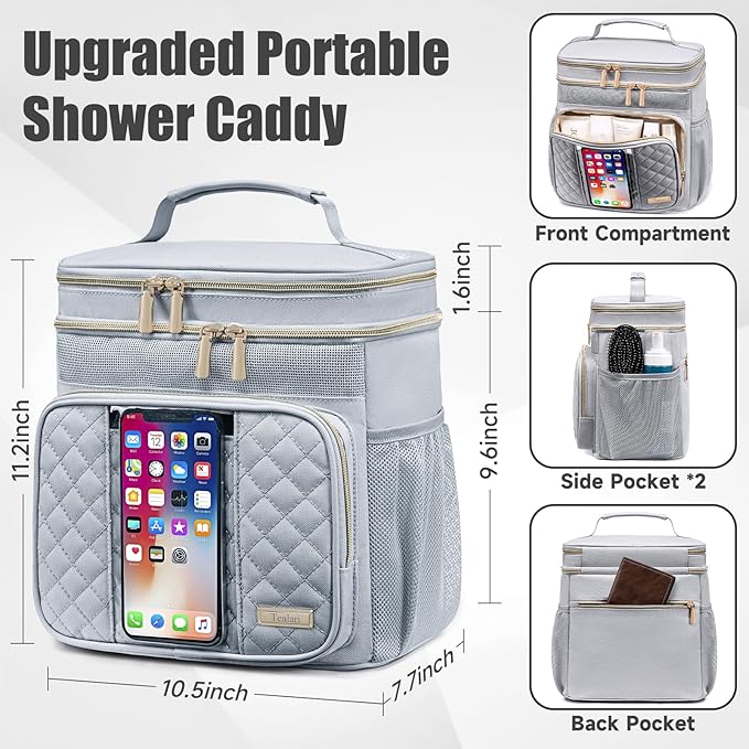 Large Toiletry Bag for Women Men,Bathroom Bag,Water Resistant Shower Bag,Makeup Bag,Portable Shower Caddy for College Dorm,Hanging Travel Toiletry Bag with Transparent Waterproof Phone Pocket