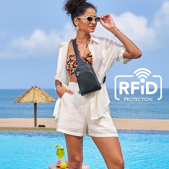 INICAT RFID Blocking Sling Bag, Anti Theft Crossbody Bag for Women, Travel Fanny Pack Style Purse, Vegan Leather