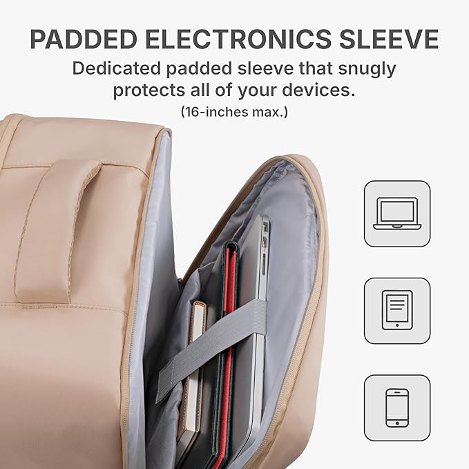 U.S. Traveler Vista Way 3-Piece Travel Set, 21-Inch Carry-on Hardside with TSA Lock, 18-Inch Travel Backpack with Laptop Sleeve, Toiletry Bag, Beige