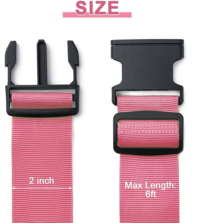 Luggage Straps for Suitcases 4 Pack, TSA Approved Travel Essentials, Luggage Strap for Travel Suitcase & Bag Closure and for Easy Identification, Travel Accessories for Safety & Convenience (Rose Red)