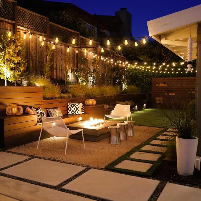 200FT(2x100FT) Outdoor String Lights, 63 A39 Edison Bulbs, Black | Plug in, Dimmer not included, Waterproof, Shatterproof, Extendable, LED Hanging Lamp for Backyard Garden Decor