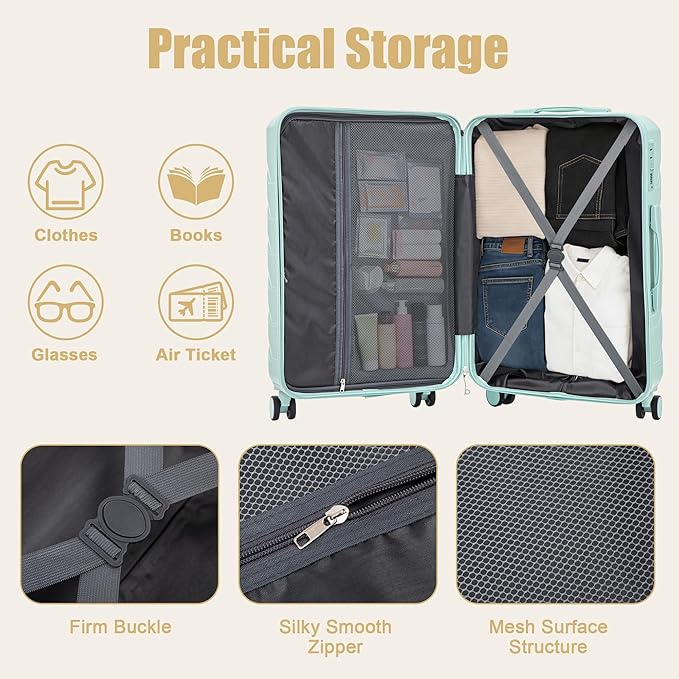 28 Inch ABS Hard Shell Large Luggage With Combination Lock and Side Hooks, Blue
