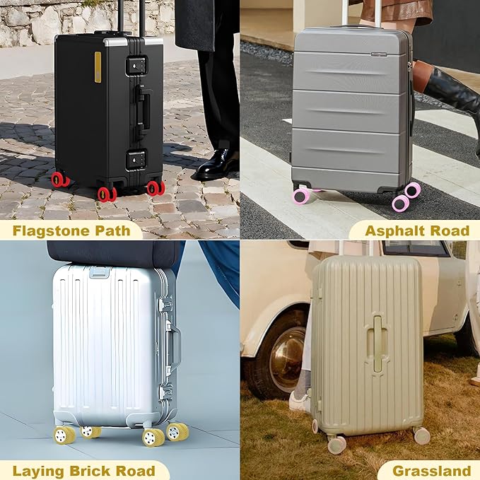 8PCS Luggage Wheel Protector, Silicone Luggage Wheel Covers for 2-2.4" Suitcases Spinner Wheel,Upgraded Wear-Resistant, Silent, Shock Absorption Luggage Accessories for Carry-On Travel(Black)
