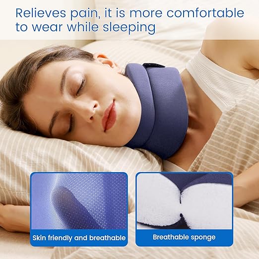 VELPEAU Neck Brace for Neck Pain and Support -Soft Cervical Collar for Sleeping in Bed, Snoozing, Sleeping Upright, Anti-Snoring, Sleep Apnea for Women & Men(Blue, Comfort Version, S: 10.5-11.5"/2.7")