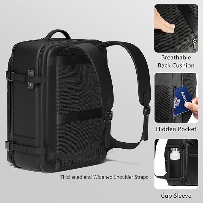 SUOCO Travel Vacuum Backpack with Portable Electric Pump, 45L Carry On Compression Seal Travel Backpack with Vacuum System, Traveling Packing Luggage Suitcase, White