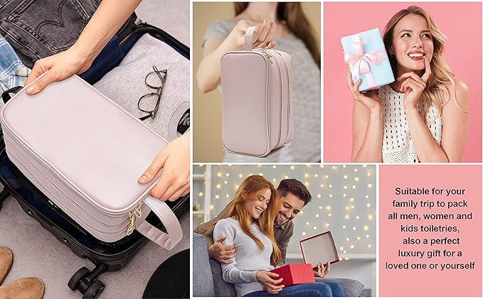 BAIMAY Large Toiletry Bag for Women, Pink Travel Makeup Organizer, Water-Resistant Cosmetic Dopp Kit with Compartments, Ideal Gift for Girls & College Dorm Essentials