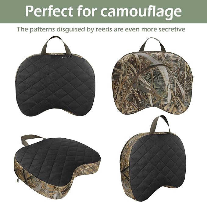 URMONA Portable Hunting Seat Cushion, 11.4 x 15.7 x 2.8in Thickening Lightweight Outdoor Cushion, Waterproof Sponge Dirty Proof Pad for Hunting, Camping, Stadium, Outdoor Sports, Fishing