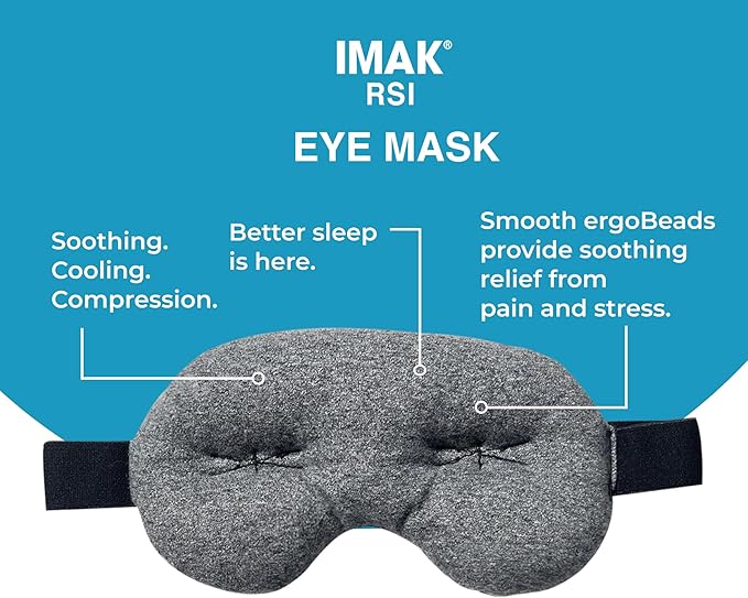 Brownmed Eye Pillow - Compression Eye Mask for Headache Support - Soothes Strain - Eases Sinus Pressure - Cooling - Universal Fit - Breathable Cotton - Washable & Reusable - Grey
