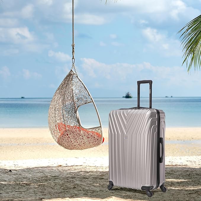InUSA VASTY Luggage with Spinner Wheels | Durable Lightweight Hardside Suitcase, Travel Bag with Handle and Trolley, 28-Inch Large Checked Luggage | Grey