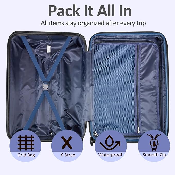 Carry on 20inch Luggage with Spinner Wheels, Lightweight PC+ABS Hard Shell Suitcases, Expandbale Storage & TSA Aprovel Lock
