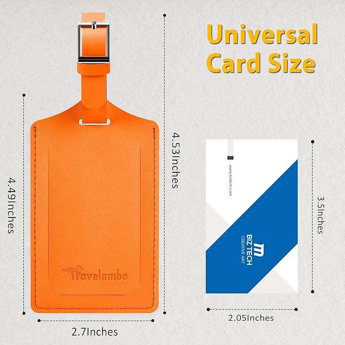 Travelambo 20 Pack Luggage Tags for Suitcases Privacy Protection Bag Tags Faux Leather Travel Accessories Essential, Hot Orange