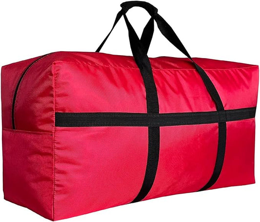 Extra Large Storage Duffle Bag with Zippers and Handles, Big Foldable Duffle Bag for Travel Red 80L