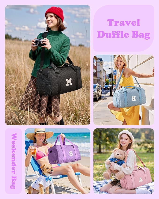 Personalized Gym Bag for Girls, Kids Travel Duffel Bag, Graduation Gift Ideas 2025, Monogram Weekender Bag with Shoes Compartment, Monogram others day gifts, Girls Gifts for Kids Friends