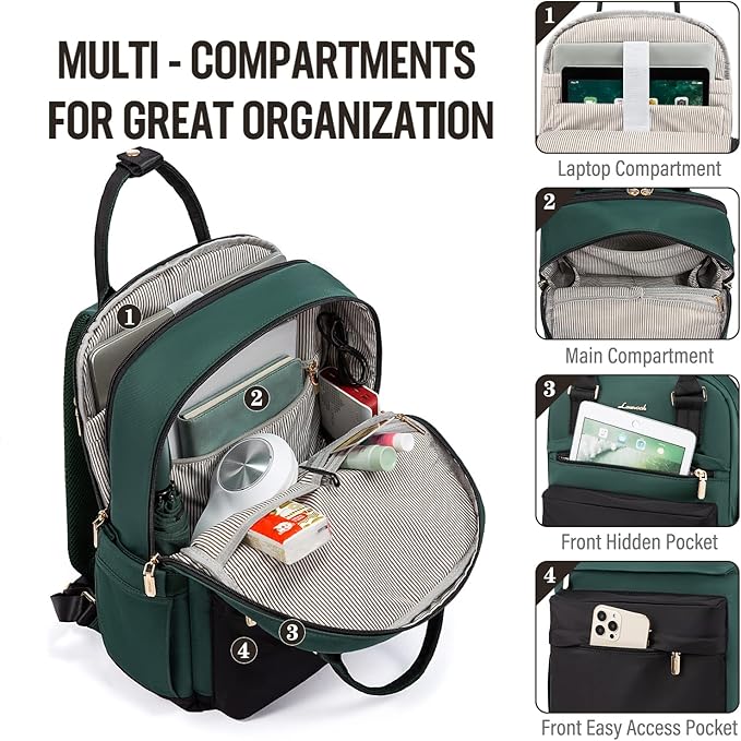 LOVEVOOK Laptop Backpack for Women 15.6 Inch Laptop Bag with USB Port, Fashion Waterproof Backpacks Teacher Nurse Stylish Travel Bags Vintage Daypacks for College Work