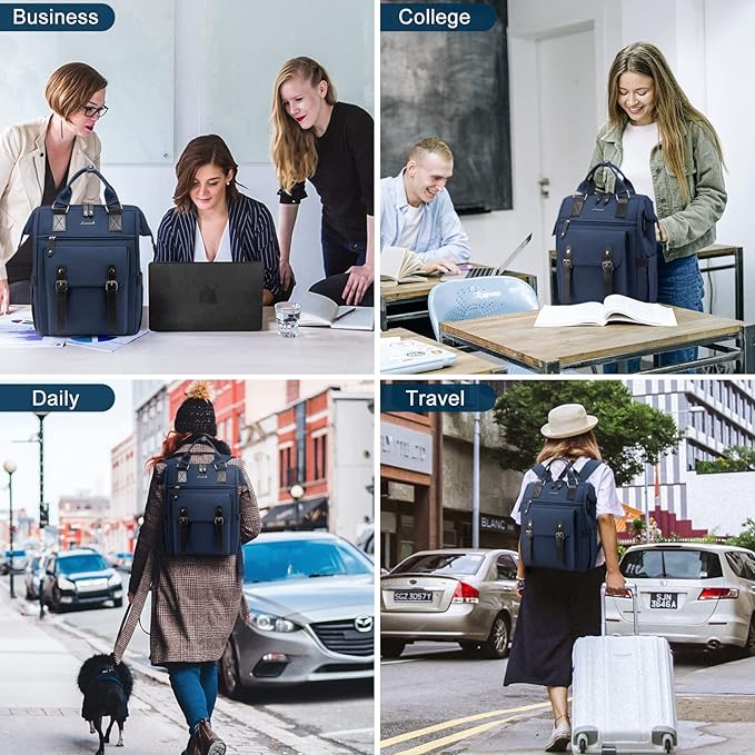 LOVEVOOK Laptop Backpack for Women Work Travel Backpack College Backpack Purse Business Commuter Computer Bag Teacher Doctor Nurse Bags, 15.6 Inch, Blue-black