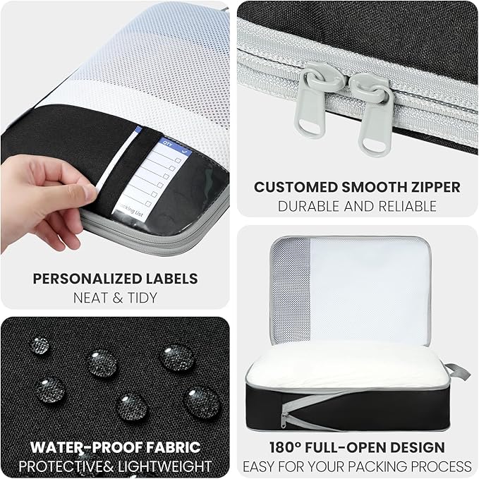 Compression Packing Cubes for Travel, Lightweight Vacation Travel Essentials, Travel Accessories for Suitcase Organizer Bags Set, Durable Luggage Organizer
