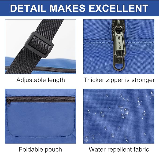 HOLYLUCK Foldable Travel Duffel Bag For Women & Men Luggage Great for Gym (Blue)