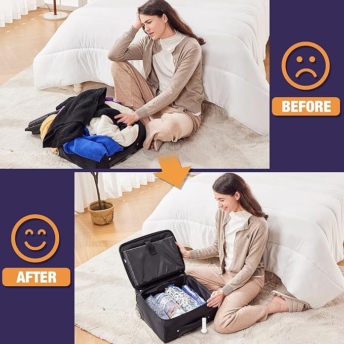 Travel Vacuum Bags with Electric Pump, Vacuum Travel Bags for Luggage and Suitcase, Combo 9 Pack