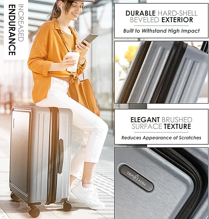 Hard Shell Luggage Sets with Spinner Wheels 4 Piece, Expandable Large Suitcases with TSA Lock, Travel Large Suitcase Set, Teal Luggage Set