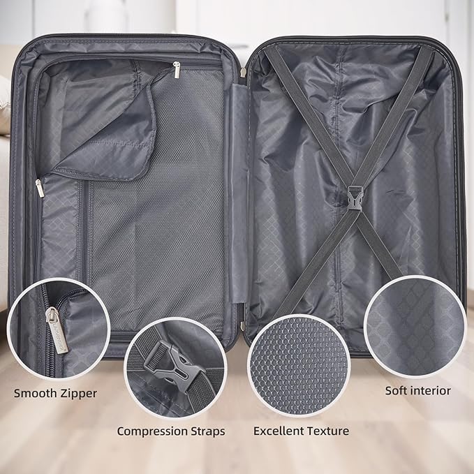 LARVENDER 28 Inch Checked Luggage with Spinner Wheels, PC+ABS Expandable Large Suitcases with Wheels, Travel Luggage sets for Women and Men, Cheetah