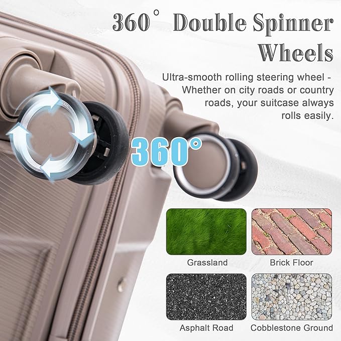 Hardside 4 Luggage Sets, Lightweight Wave Suitcase with Spinner Wheel