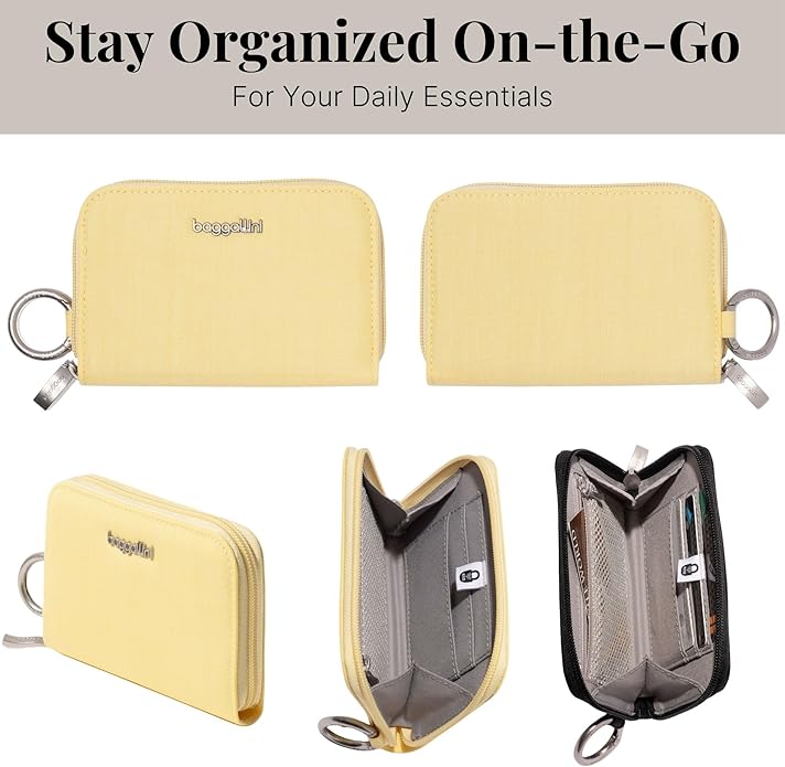 Baggallini Deluxe Card Case - Lightweight 5.5"x3.3" RFID Protected Womens Wallet Card Holder