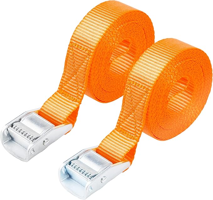 Cartman 1" x 12' Lashing Straps Cargo Tie-Down Strap Up to 600lbs, 2pk Orange