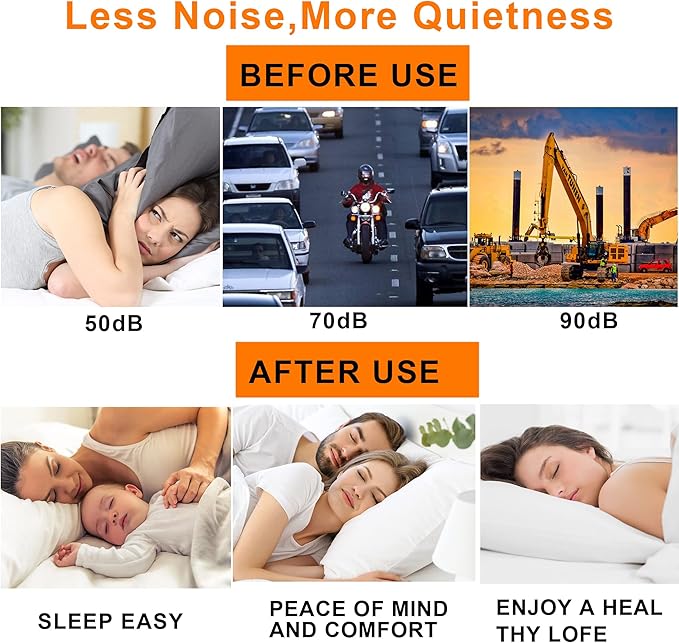 EXGOX 14 Pairs Silicone Ear Plugs for Sleeping Noise Cancelling Reusable Moldable Wax Earplugs for Swimming, Work, Airplane, SNR27dB(Blue, Orange)