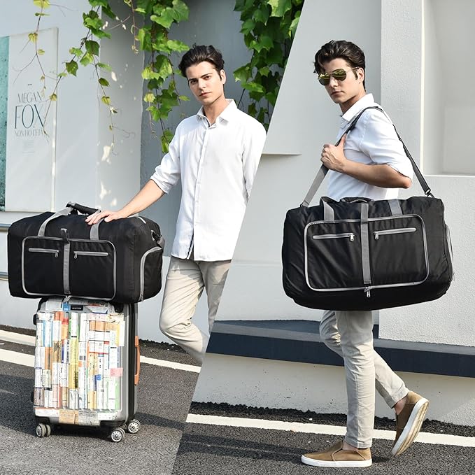 Dimayar 115L Travel Duffle Bag for Men Women - Foldable Duffel Bag with Shoes Compartment - Overnight Bags Waterproof & Tear Resistant(Black)
