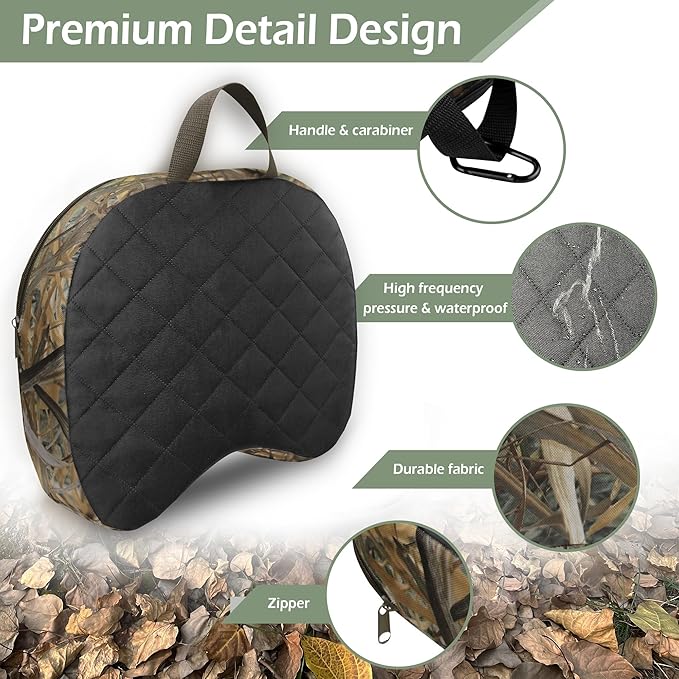 URMONA Portable Hunting Seat Cushion, 11.4 x 15.7 x 2.8in Thickening Lightweight Outdoor Cushion, Waterproof Sponge Dirty Proof Pad for Hunting, Camping, Stadium, Outdoor Sports, Fishing