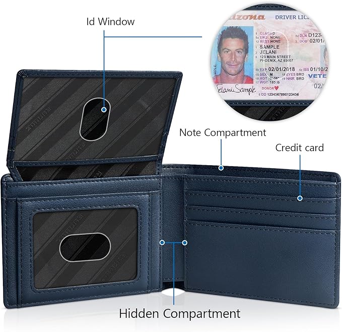 RUNBOX Wallet for Men Slim Rfid Leather 2 ID Window With Gift Box | Slim, Rfid, 2 ID Window, With Gift Box, Slim, Rfid