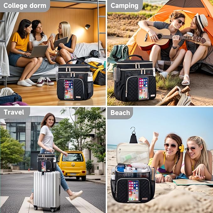Large Toiletry Bag for Women Men,Bathroom Bag,Water Resistant Shower Bag,Makeup Bag,Portable Shower Caddy for College Dorm,Hanging Travel Toiletry Bag with Transparent Waterproof Phone Pocket